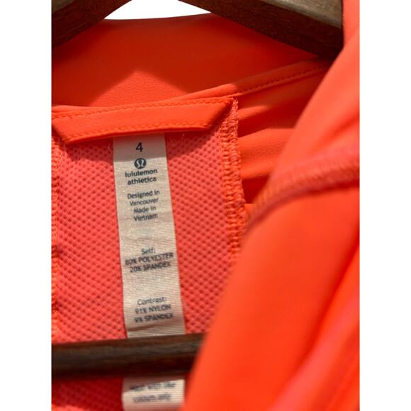 Lululemon Women’s Long Sleeve Hooded 1/2 Zip Popover Jacket Neon Coral Size 4 - Picture 5 of 9